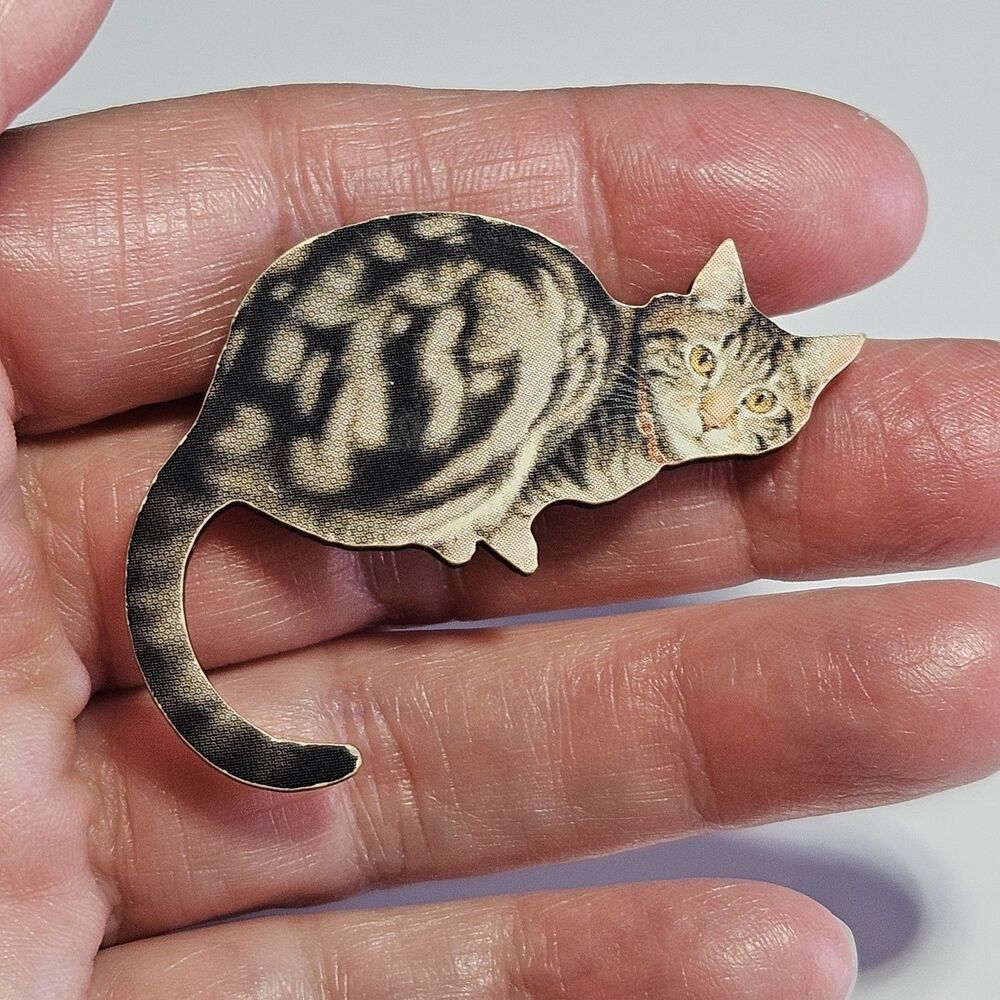 Black And Tan Kitty Cat Brooch